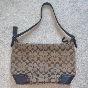 Coach Medium Size Neutral Logo Leather Shoulder Buckle Bag